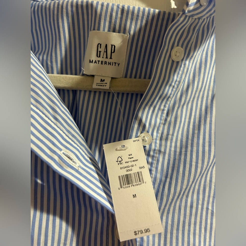 GAP Maternity Blue and White Striped Shirt size M - Picture 3 of 3